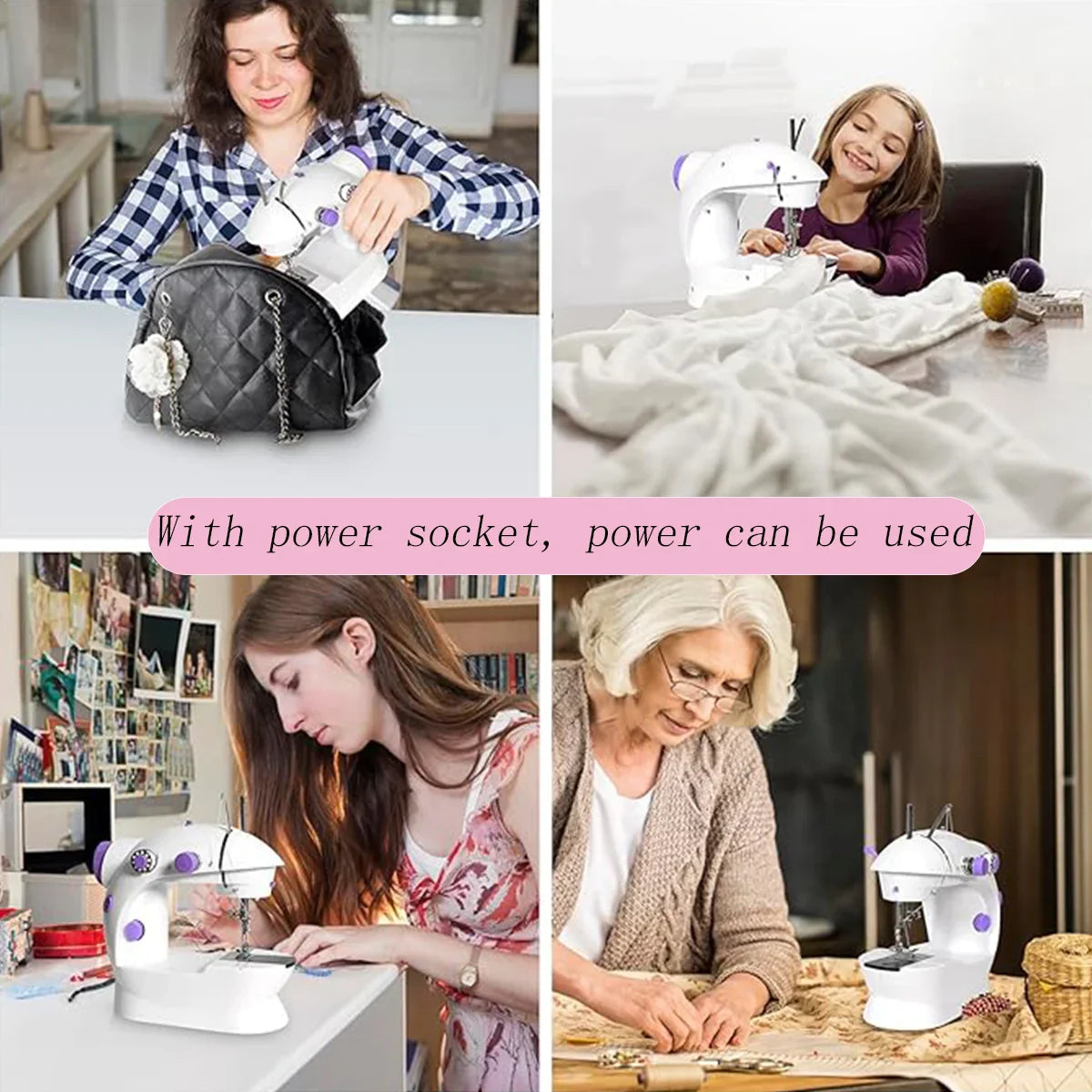 1set (11pcs) Mini Sewing Machine, Adjustable 2 Speed 2 Thread Sewing Machine, Portable Electric Sewing Machine With Foot Pedal,