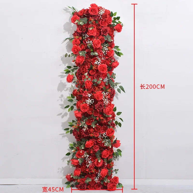 Artificial Runner Flower Row Wedding Arrangement Decoration Floral Backdrop Props Table Flower Runner Event Party Floral Decor