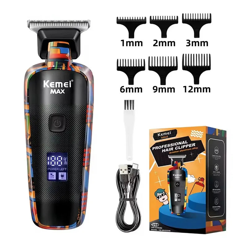 Kemei Professional Electric Hair Clipper Rechargeable Graffiti Pattern Beard Trimmer Men's Shaver KM-MAX2092 KM-MAX5090 KM-1102H