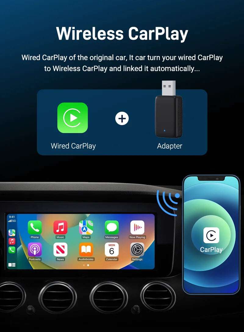 2025 NEW Wireless Carplay Adapter Android Auto 2in1 Smart Mini Box WIFI BT Auto Connect For Toyota Volvo Benz MG Kia MAZDA FORD