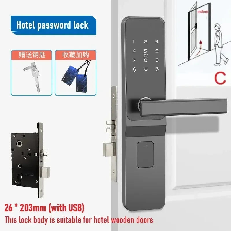 TTlock Hotel Lock Smart Door Lock Password Electronic Door Lock IC Card NFC APP Remote Unlock Homestay Apartment Password Locks