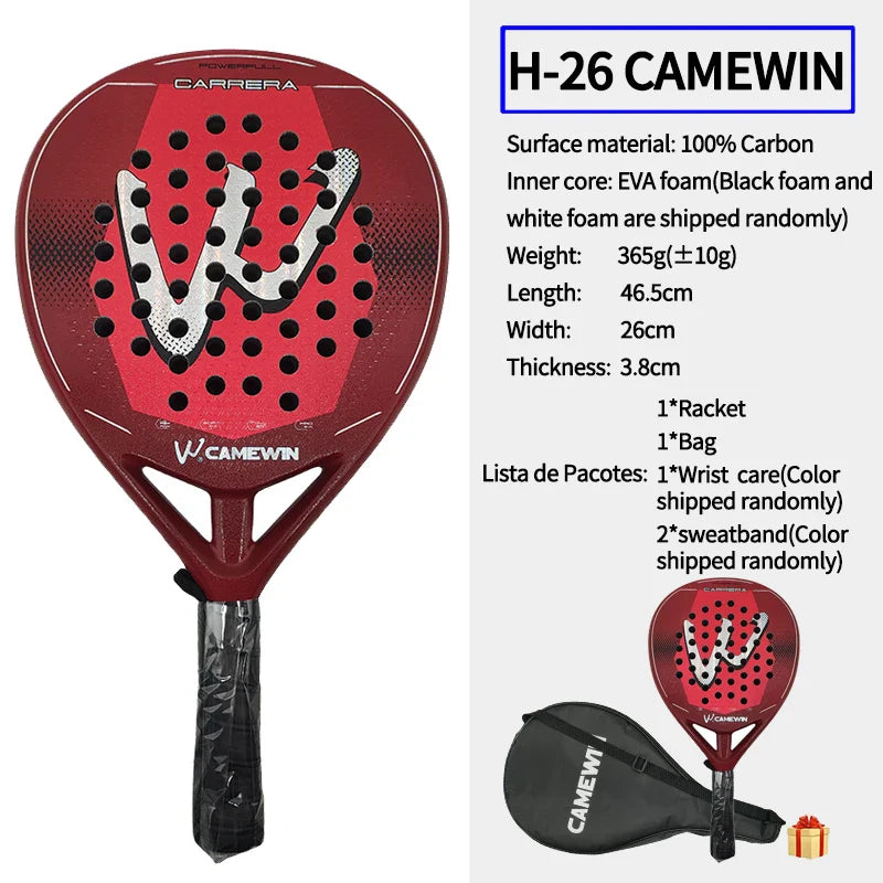 100% Carbon Fiber Padel Racket with EVA Memory Foam Core