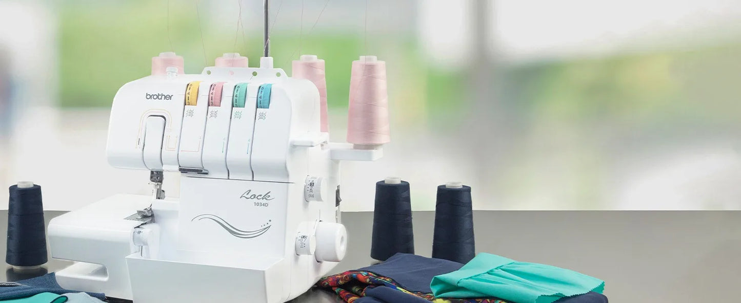 1034D, Heavy-Duty Metal Frame Overlock Machine,1,300 Stitches Per Minute, Removeable Trim Trap, 3 Included Accessory Feet, White