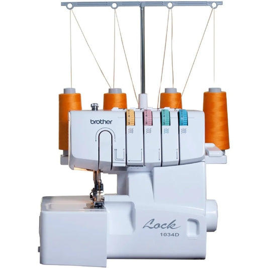 1034D, Heavy-Duty Metal Frame Overlock Machine,1,300 Stitches Per Minute, Removeable Trim Trap, 3 Included Accessory Feet, White