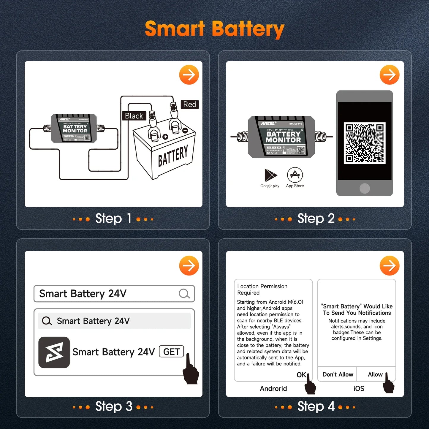 2025 New ANCEL BM300 Pro Battery Monitor 24V Battery Tester 12V SOC Battery Health Analyzer Battery Tools
