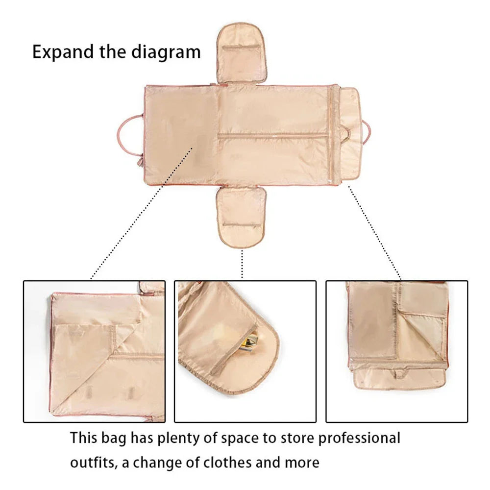 Buylor 2pcs Bags Foldable Suit Bag Large Capacity Travel Duffle Bag Waterproof Women Handbag Outdoor Fitness Bag With Shoe pouch
