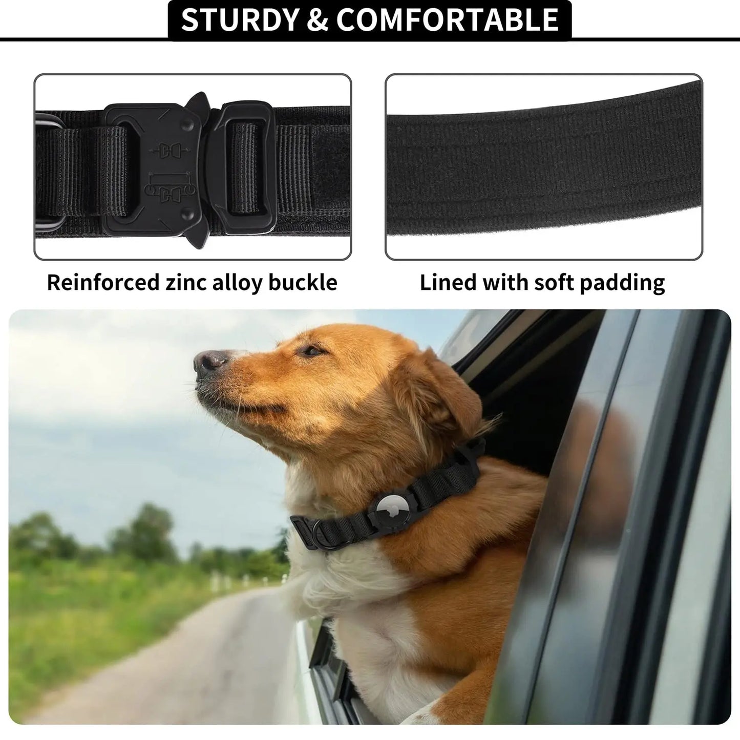 Adjustable Nylon AirTag Dog Collar