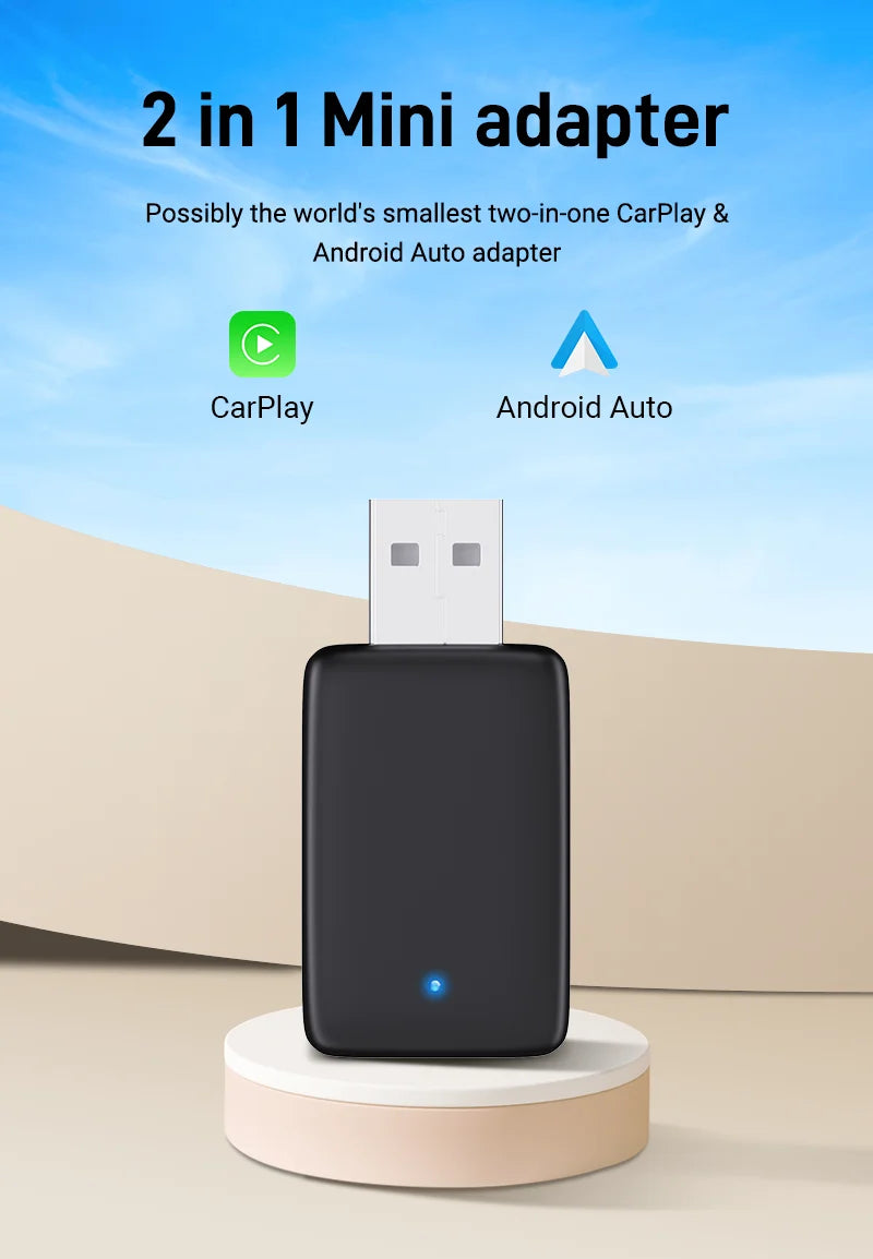 2025 NEW Wireless Carplay Adapter Android Auto 2in1 Smart Mini Box WIFI BT Auto Connect For Toyota Volvo Benz MG Kia MAZDA FORD