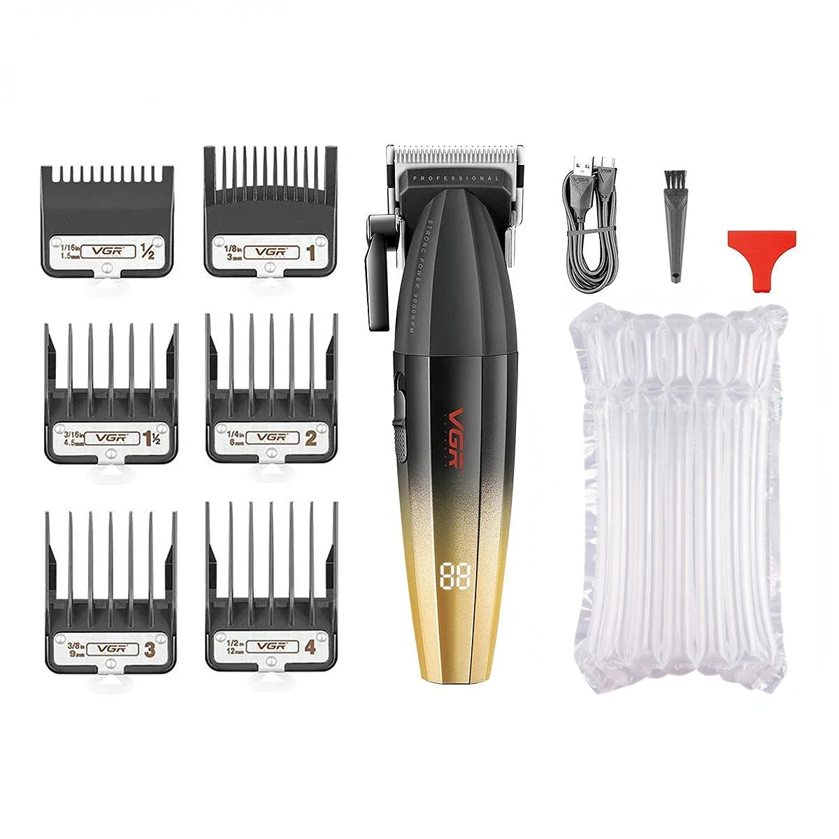VGR Hair Clipper Professional Hair Trimmer 9000 RPM Barber Hair Cutting Machine Digital Display Haircut Clipper for Men V-003