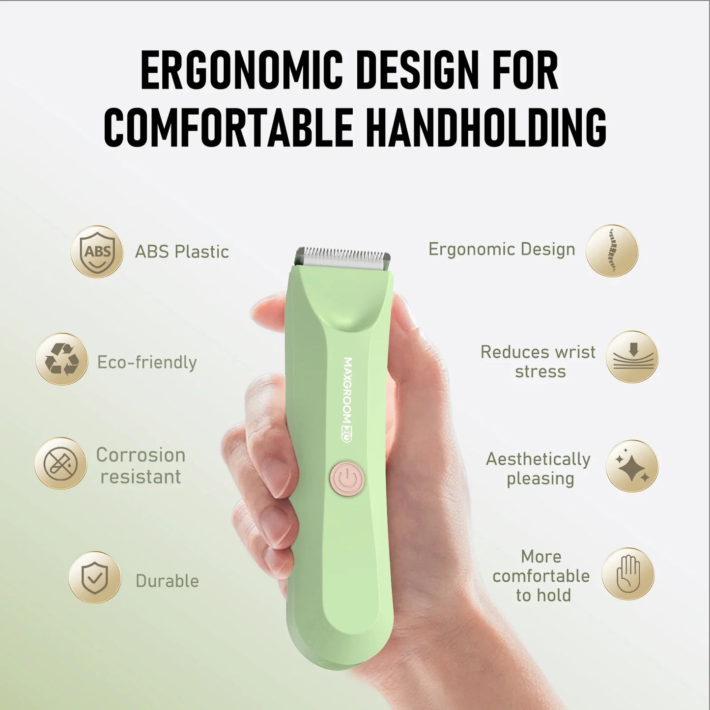 MAXGROOM Body Hair Trimmer Shaver for Men Ball Trimmer for Groin Pubic Replaceable Ceramic Blade Electric IXP7Waterproof Clipper