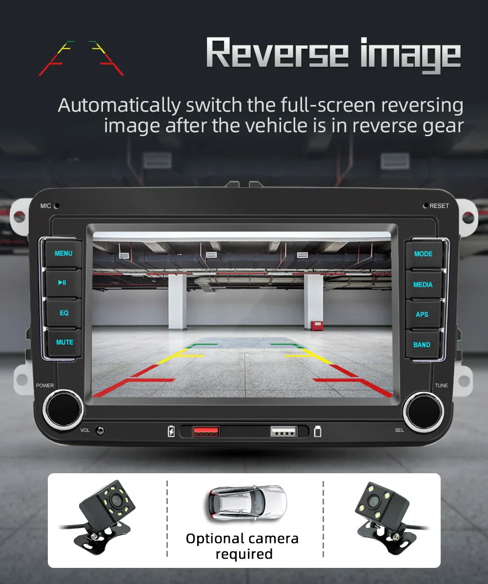 7" 2 Din HD Car Media Video RDS Airplay Car Radio Wireless CarPlay Android Auto Stereo Audio For VW/Seat/Skoda/Passat/Golf/Polo