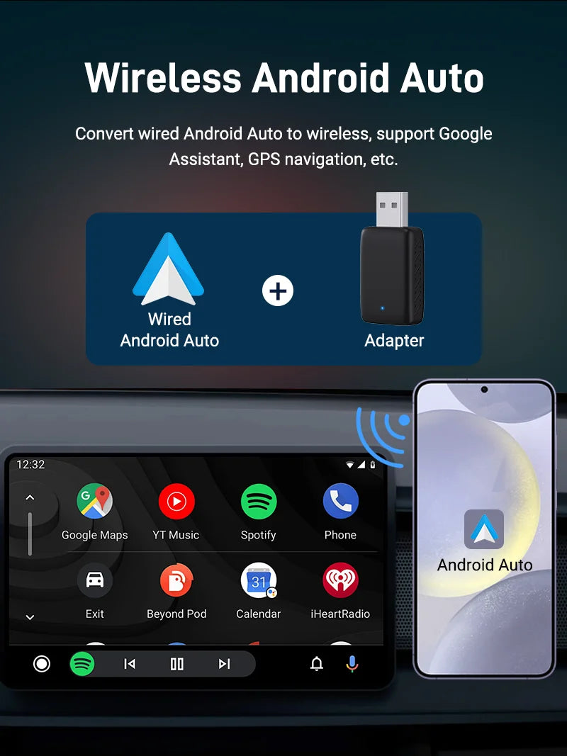 2025 NEW Wireless Carplay Adapter Android Auto 2in1 Smart Mini Box WIFI BT Auto Connect For Toyota Volvo Benz MG Kia MAZDA FORD