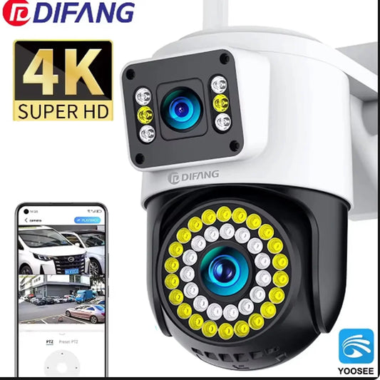 4K 8MP IP Camera Dual Lens 4G PTZ Wifi Camera Dual Screen Auto Tracking Two Way Audio Color Night Vision Security Camera Yoosee
