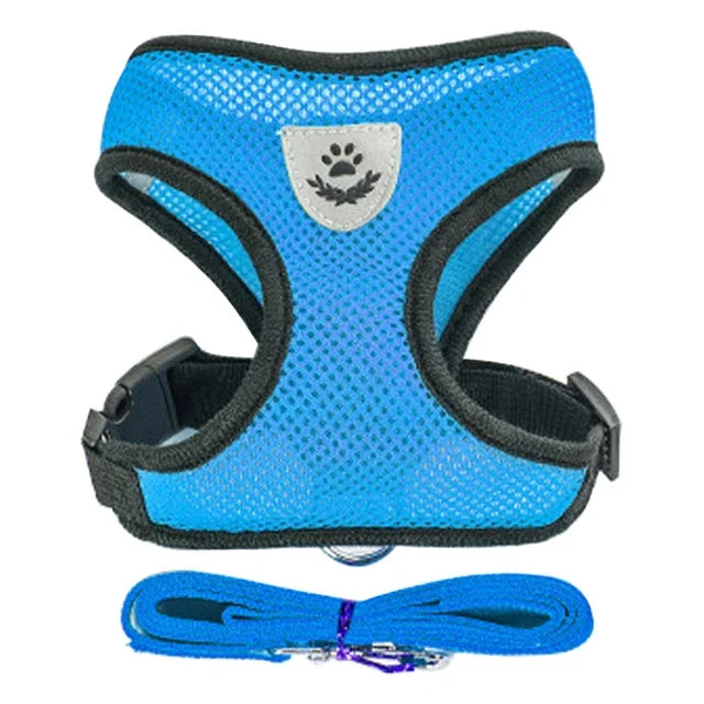 Adjustable Mesh Dog Harness Leash Set