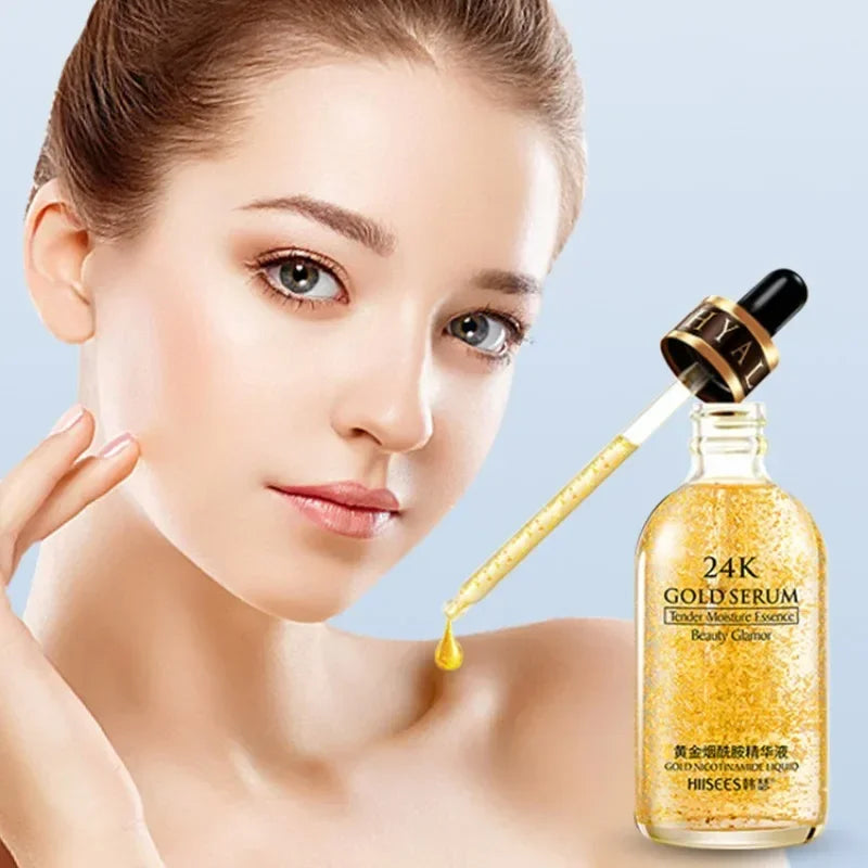 30/100ml 24K Gold Face Serum Shrink Pore Skin Care Nicotinamide Acid Essence Moisturizing Skincare Facial Serum Korean Product