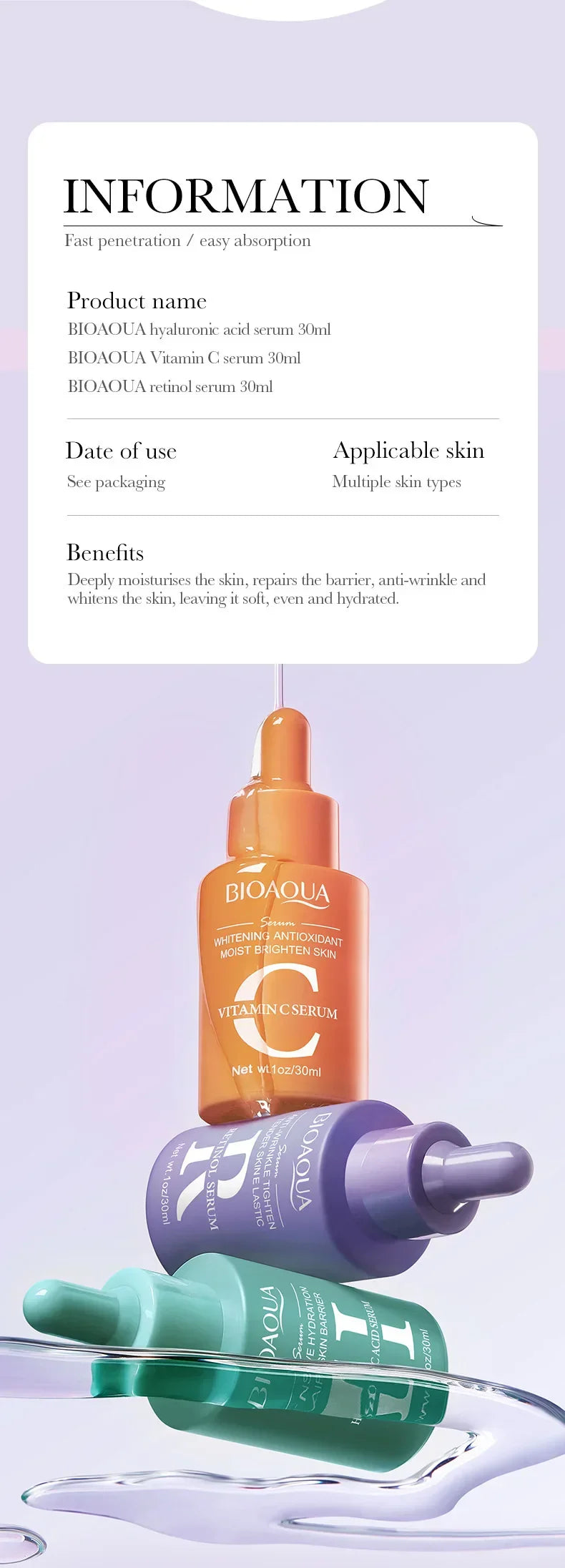 30ml Beauty Retinol Niacinamide Hyaluronic Acid Moisturizing Face Serum Essence Vitamin C Hydrating Nourishing Skin Care 30ml