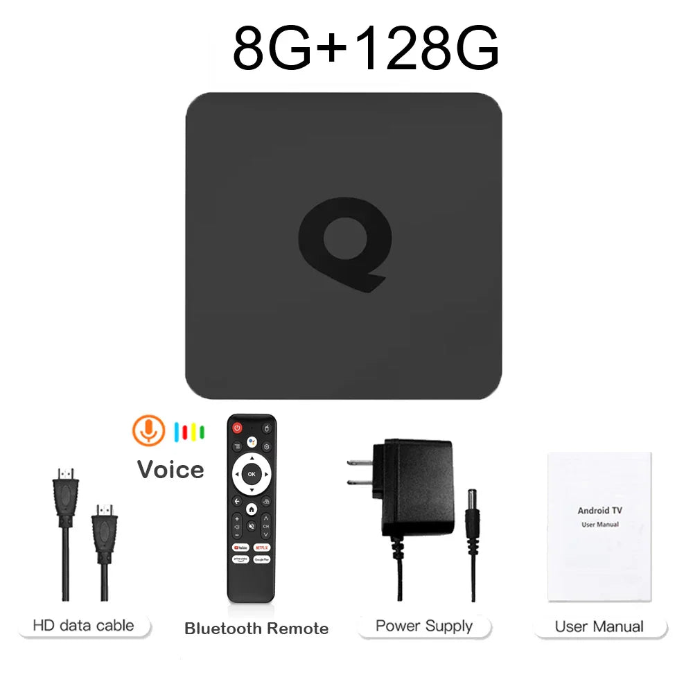 128GB Q1 Android 14 TV Box AllwinnerH313 Quad Core Global Version Smart Streaming Media Player 2.4G&5G Wifi BT 4K Set Top Box