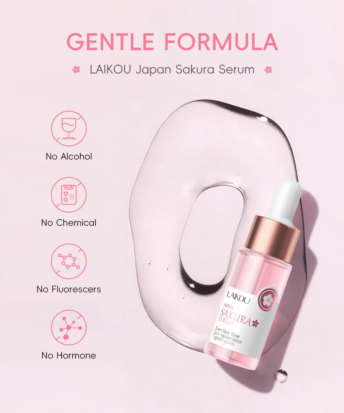 Sakura Whitening Face Serum Anti Aging Fade Fine Lines Tighten Pores Improve Melanin Pigment Dull Moisturizer Brighten Skin Care