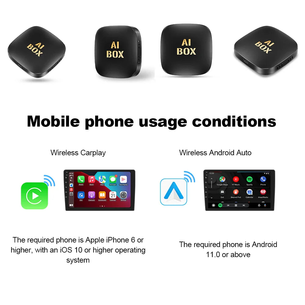 2024 Smart Mini Ai Box 2+32GB Android 13 Support Netflix YouTube Wireless CarPly Suitable for 99% of cars with wired Carplay