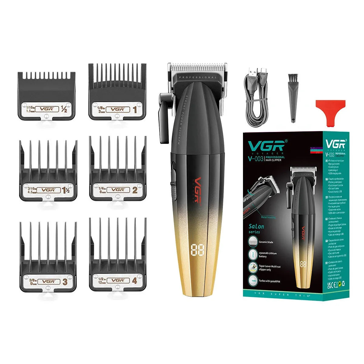 VGR Hair Clippers Professional Hair Trimmer Barber Clippers 9000 RPM Hair Cutting Machine Adjustable Trimmer for Men V-285 V-003