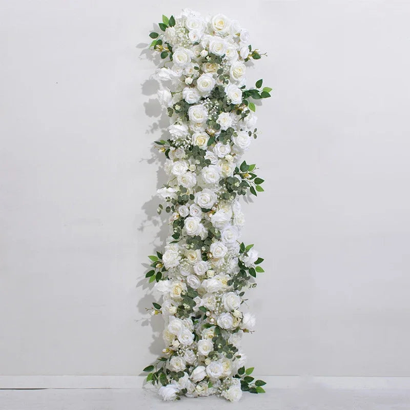 Artificial Runner Flower Row Wedding Arrangement Decoration Floral Backdrop Props Table Flower Runner Event Party Floral Decor