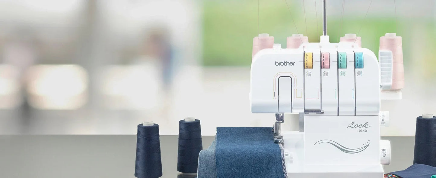 1034D, Heavy-Duty Metal Frame Overlock Machine,1,300 Stitches Per Minute, Removeable Trim Trap, 3 Included Accessory Feet, White