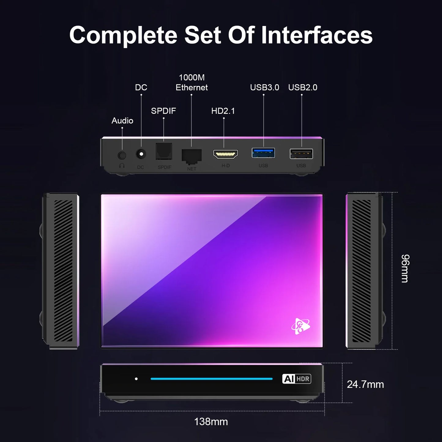 H96 Max M9 TV BOX Android 14.0 8-core CPU 6TOPS NPU AI Smart TV Box 8k Ultra HD Output 1000M/LAN AV1 SPIDF SOUND Set Top Box