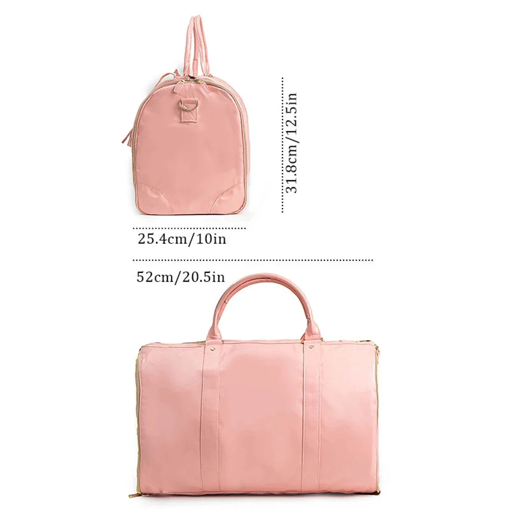 Buylor 2pcs Bags Foldable Suit Bag Large Capacity Travel Duffle Bag Waterproof Women Handbag Outdoor Fitness Bag With Shoe pouch