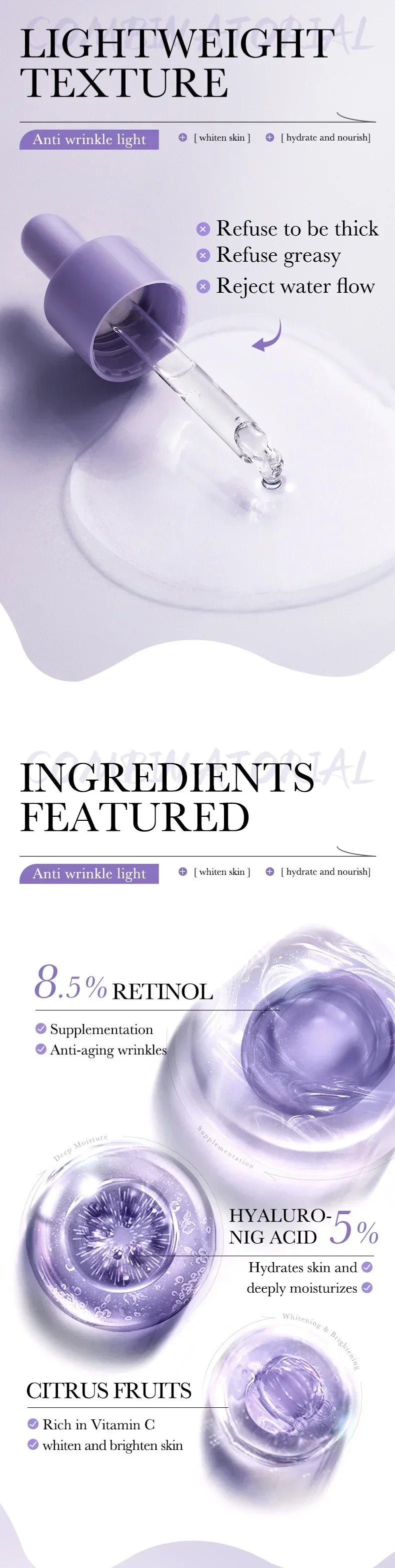 30ml Beauty Retinol Niacinamide Hyaluronic Acid Moisturizing Face Serum Essence Vitamin C Hydrating Nourishing Skin Care 30ml