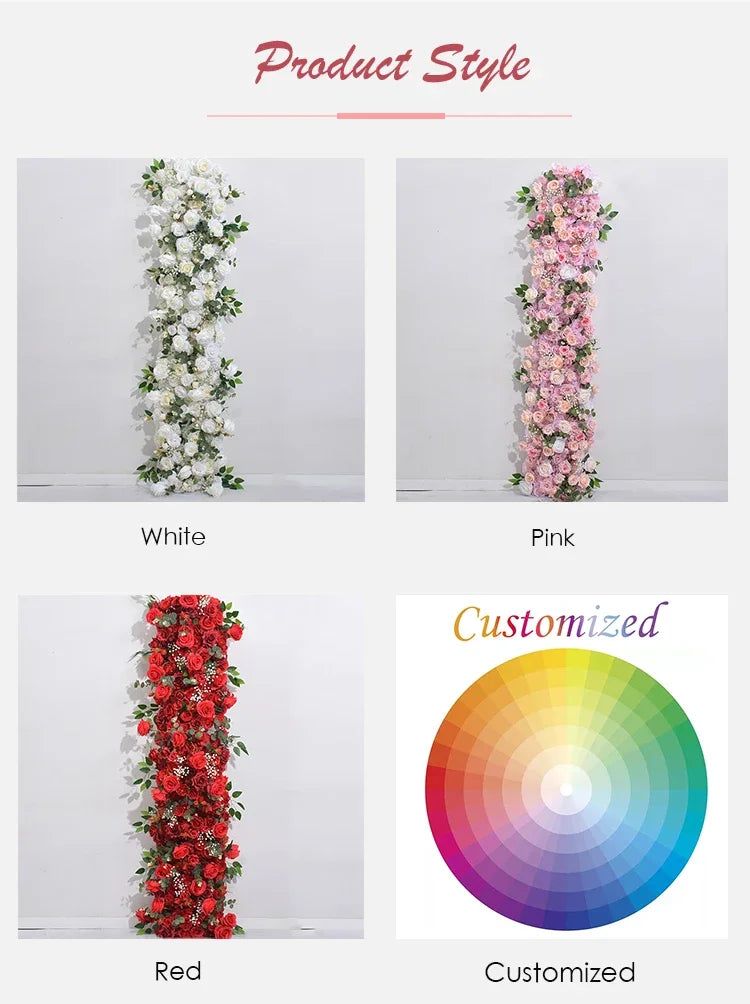 Artificial Runner Flower Row Wedding Arrangement Decoration Floral Backdrop Props Table Flower Runner Event Party Floral Decor