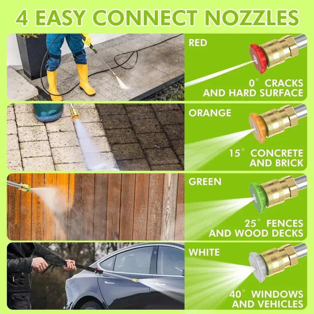 3000 PSI Electric Pressure Washer with Foam Cannon and 4 Quick Connect Nozzles High Pressure Cleaning Machine Cars Outdoor