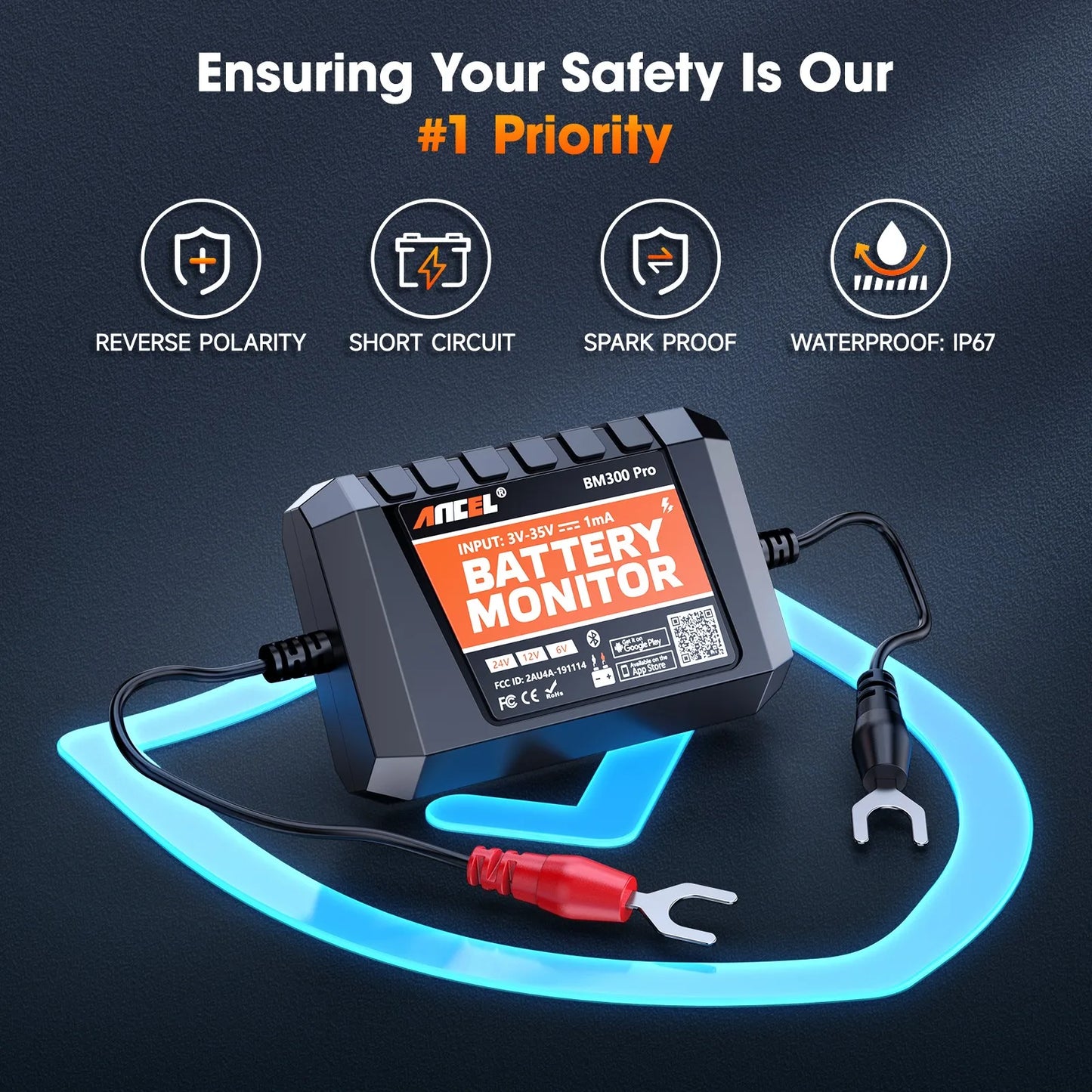 2025 New ANCEL BM300 Pro Battery Monitor 24V Battery Tester 12V SOC Battery Health Analyzer Battery Tools