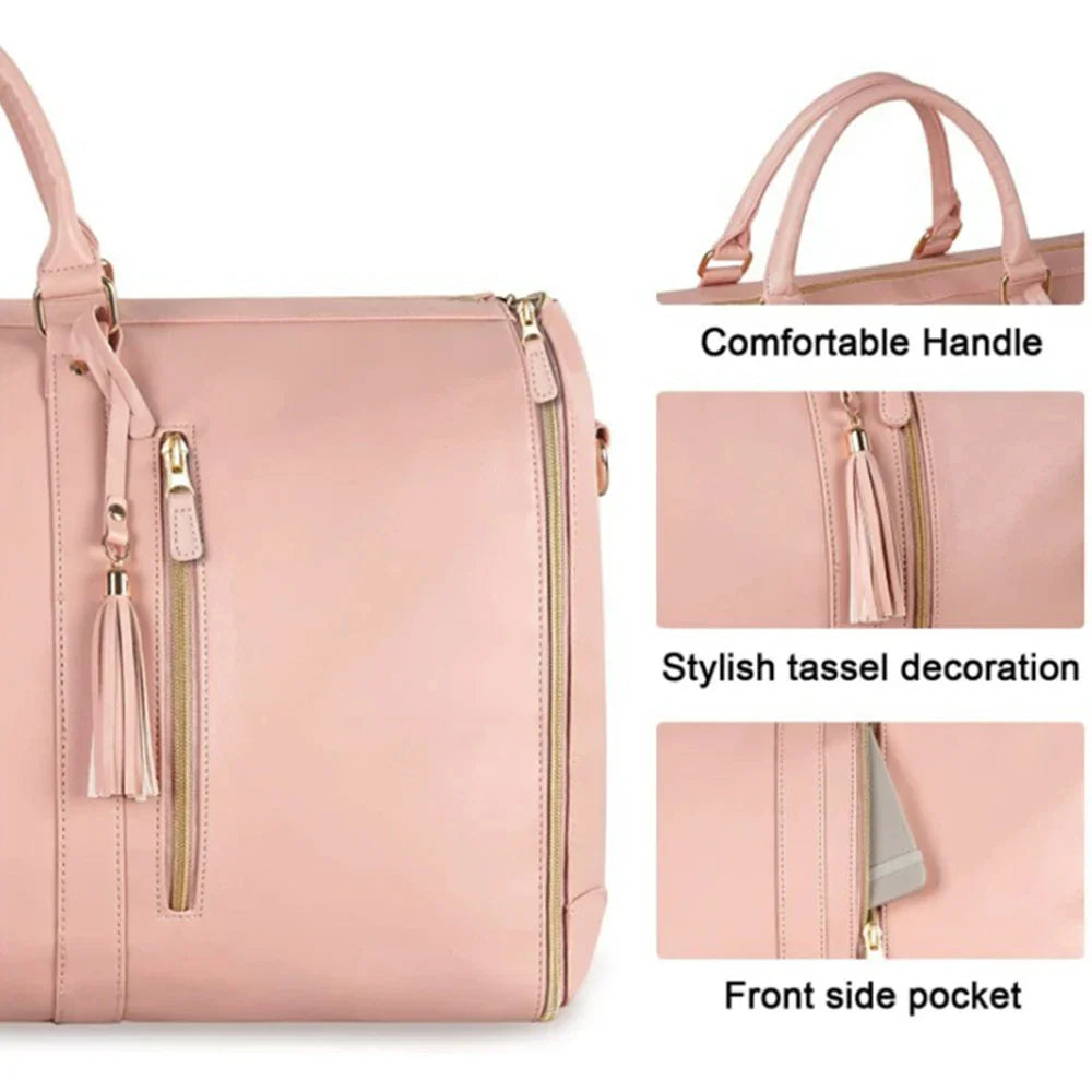 Buylor 2pcs Bags Foldable Suit Bag Large Capacity Travel Duffle Bag Waterproof Women Handbag Outdoor Fitness Bag With Shoe pouch