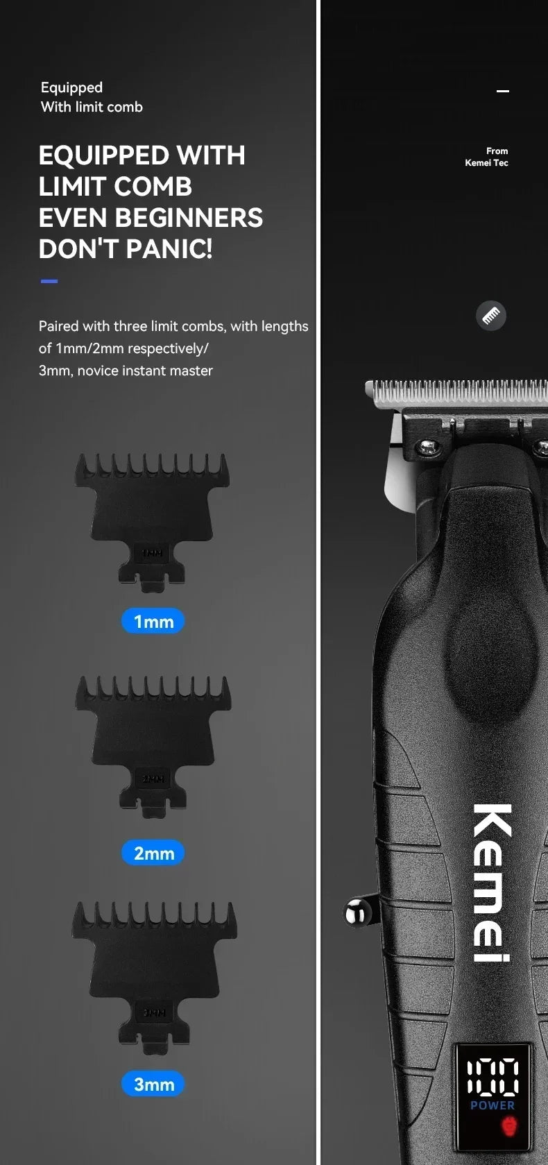 Kemei KM-2290 KM-2293 KM-T95 New Professional Cutting Machine Electric Shaver Hair Trimmers With LCD Display Men's Hair Clipper