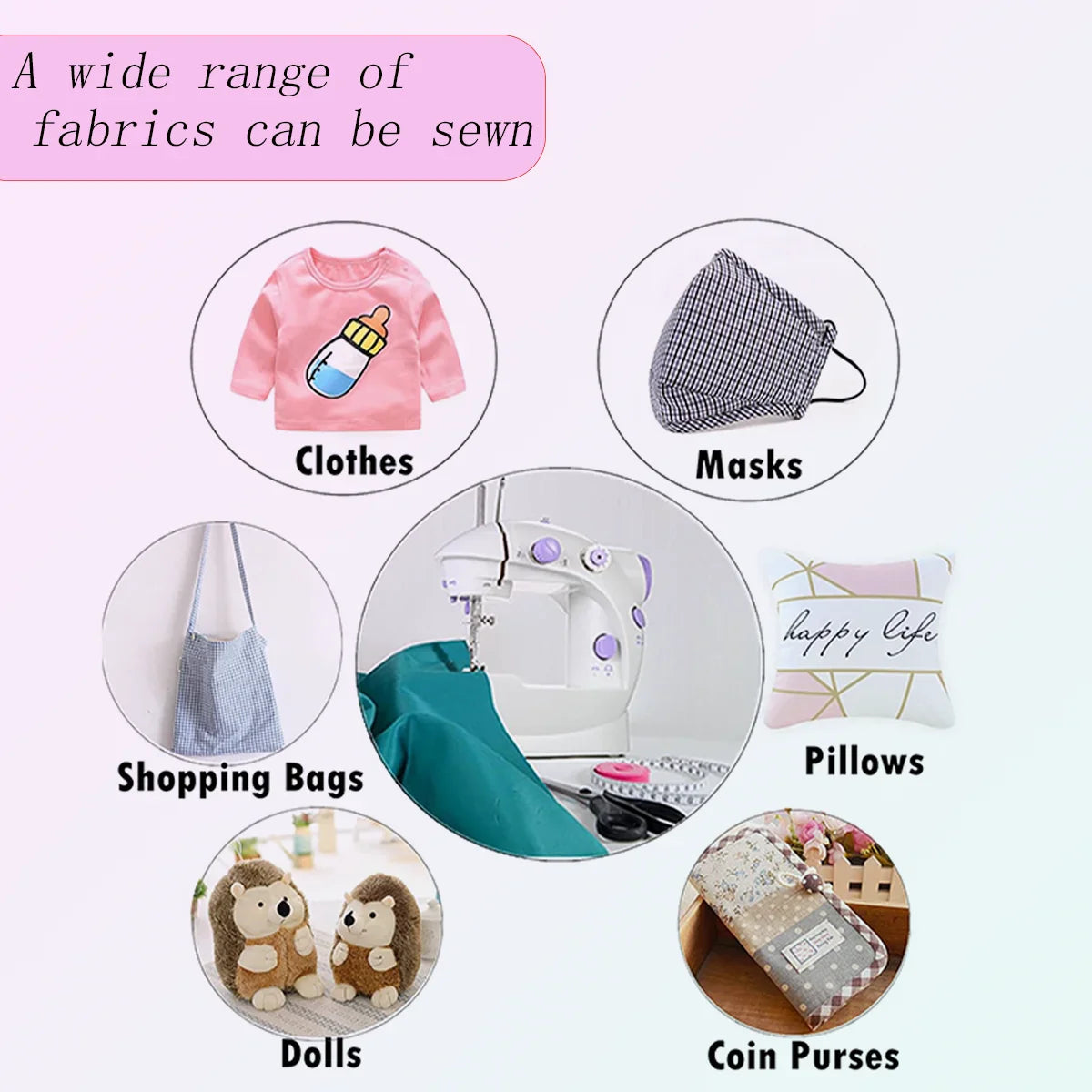 1set (11pcs) Mini Sewing Machine, Adjustable 2 Speed 2 Thread Sewing Machine, Portable Electric Sewing Machine With Foot Pedal,