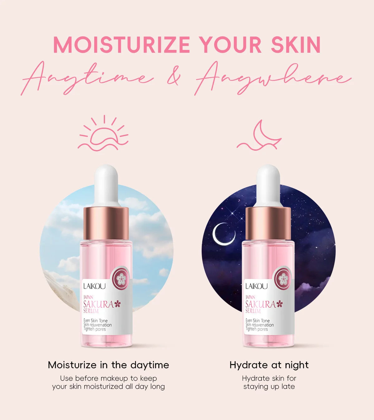Sakura Whitening Face Serum Anti Aging Fade Fine Lines Tighten Pores Improve Melanin Pigment Dull Moisturizer Brighten Skin Care