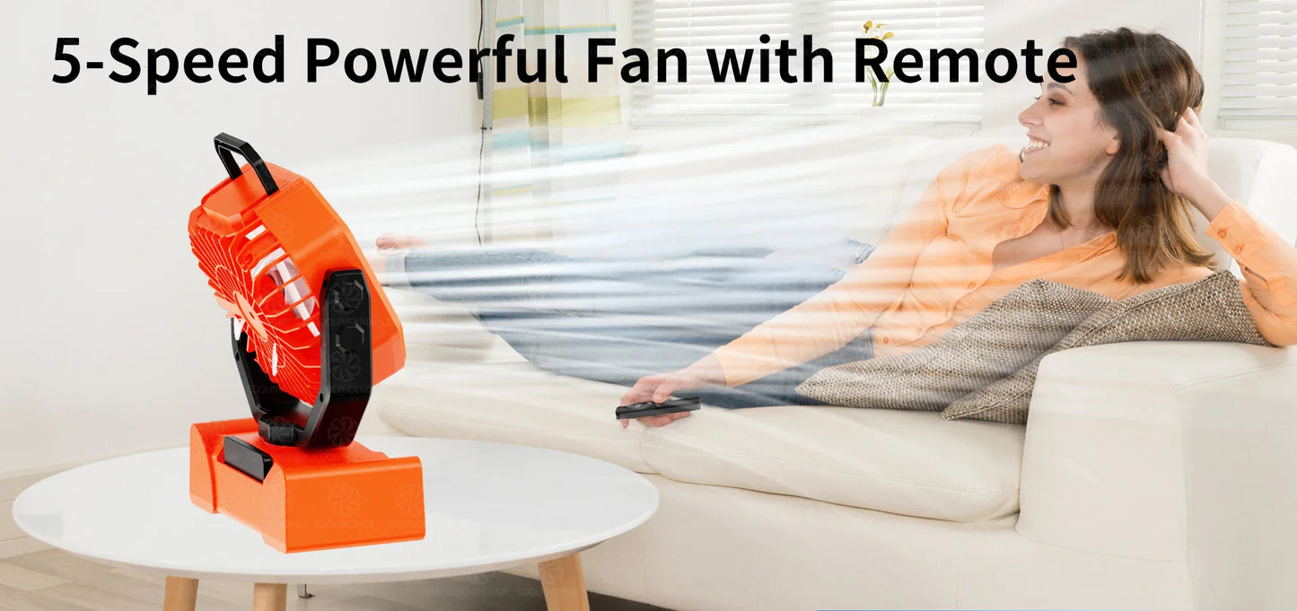 20000mAh Camping Fan Rechargeable Battery Portable Outdoor Fan Wireless Tent Ceiling Fan Air Circulators with Hook and LED Light