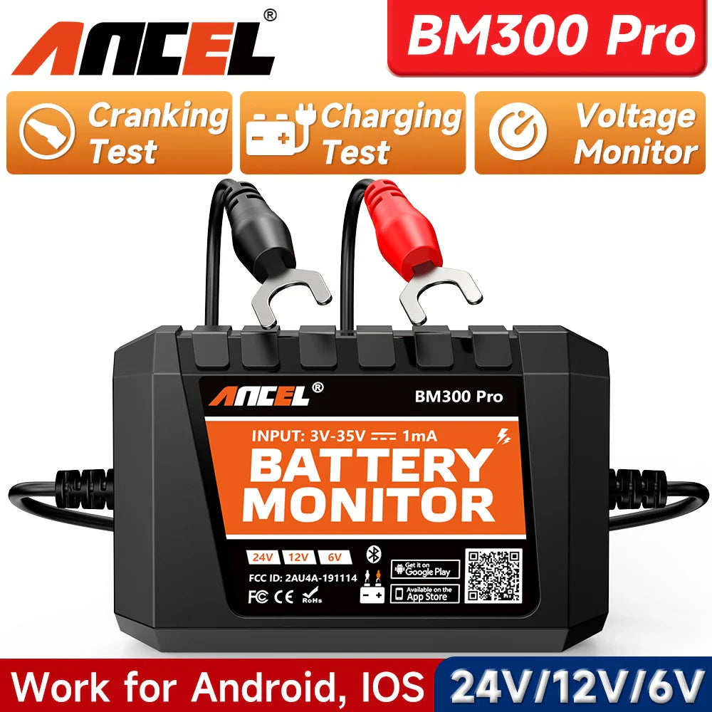 2025 New ANCEL BM300 Pro Battery Monitor 24V Battery Tester 12V SOC Battery Health Analyzer Battery Tools