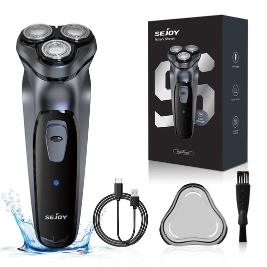 Sejoy Electric Rotary Shaver Razor for Men Type-C Rechargeable Shaving Beard Machine Intelligent Control Travel Lock 100% New