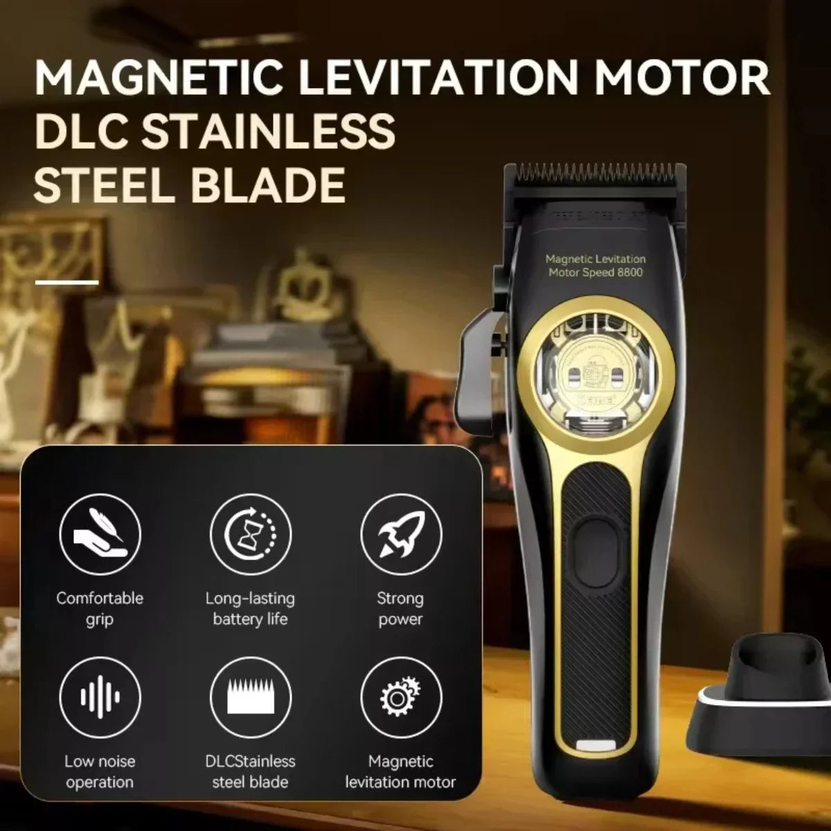 Kemei KM-2373Hair Clipper Magnetic Levitation Motor Hair Clipper Charging Base Men's Hair Clipper