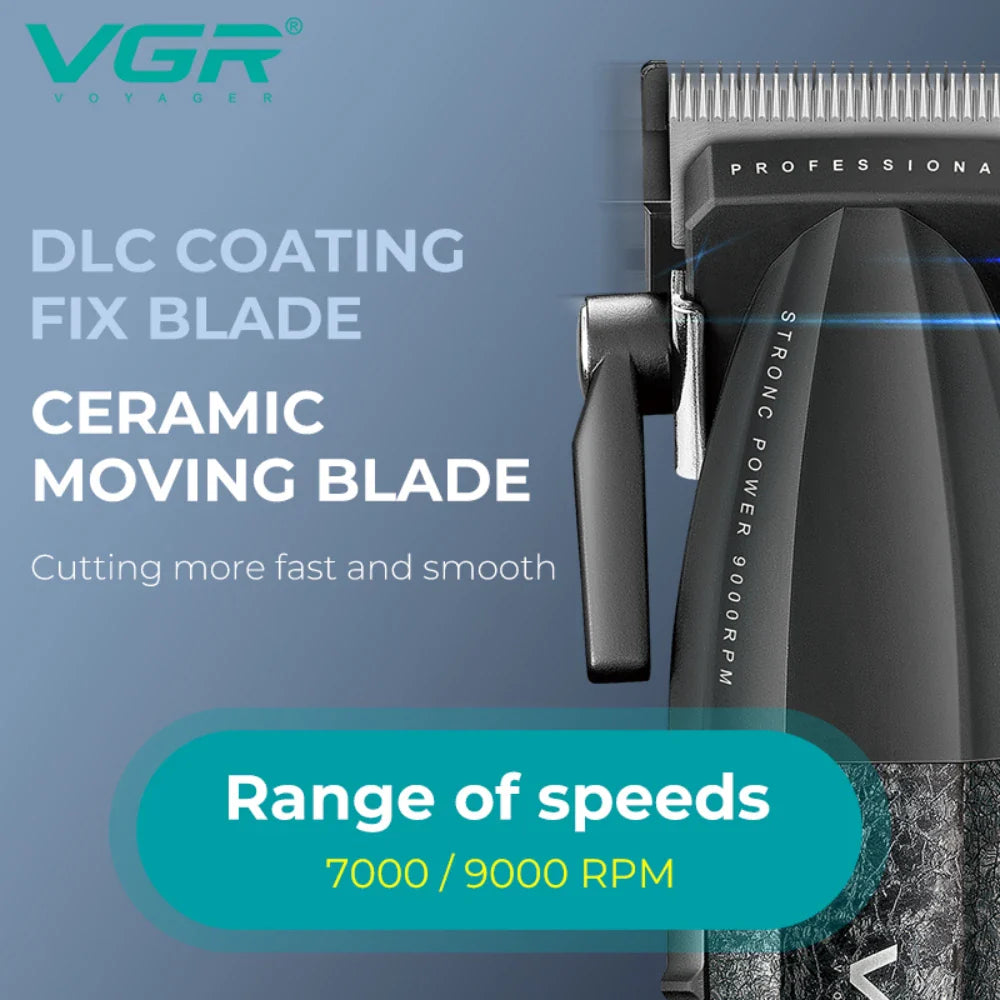 VGR Hair Trimmer Professional Electric Hair Clipper Barber Hair Cutting Machine 9000 RPM Haircut Metal Trimmer for Men V-640