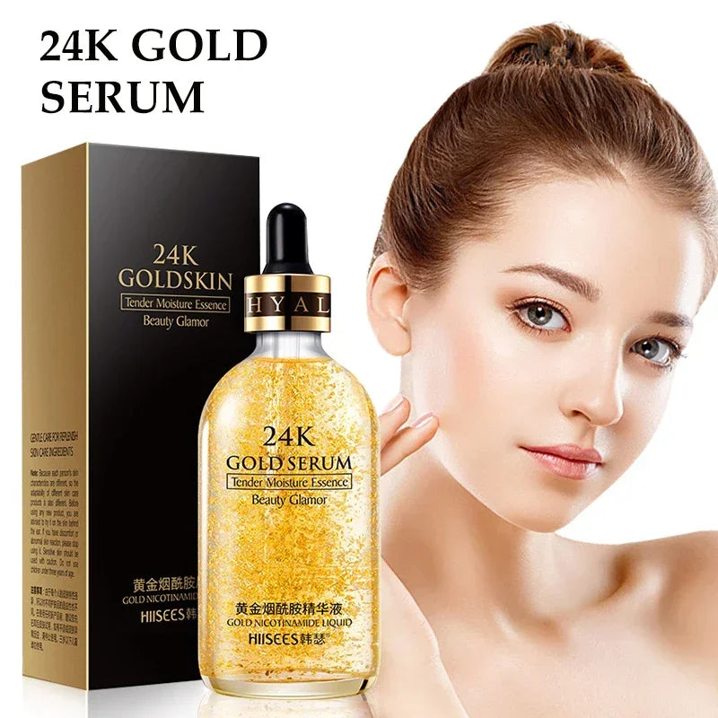 30/100ml 24K Gold Face Serum Shrink Pore Skin Care Nicotinamide Acid Essence Moisturizing Skincare Facial Serum Korean Product