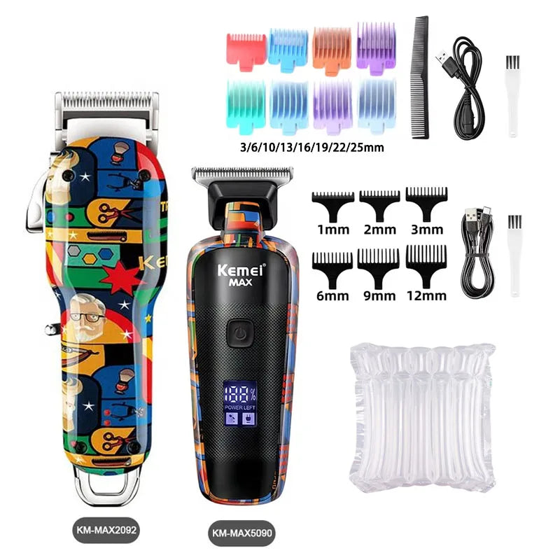 Kemei Professional Electric Hair Clipper Rechargeable Graffiti Pattern Beard Trimmer Men's Shaver KM-MAX2092 KM-MAX5090 KM-1102H
