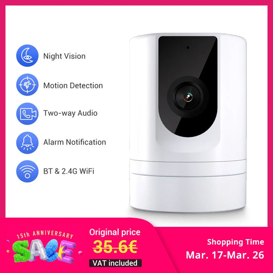 4PC Ease Life APP, Security Camera Indoor, 1080P Pet Camera, Pet Camera with Phone App, Foldable Baby Camera for Home Security,