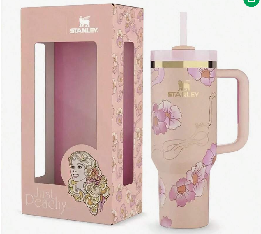 Stanley Tumbler 1pcs Pink Floral Models With Straw Mug