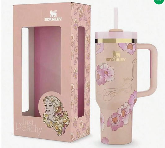 Stanley Tumbler 1pcs Pink Floral Models With Straw Mug