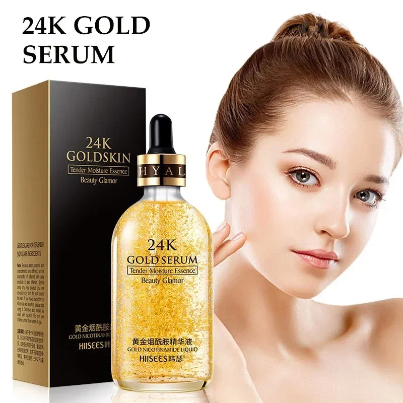 30/100ml 24K Gold Face Serum Shrink Pore Skin Care Nicotinamide Acid Essence Moisturizing Skincare Facial Serum Korean Product