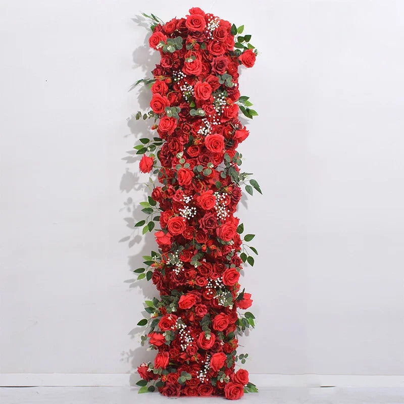 Artificial Runner Flower Row Wedding Arrangement Decoration Floral Backdrop Props Table Flower Runner Event Party Floral Decor