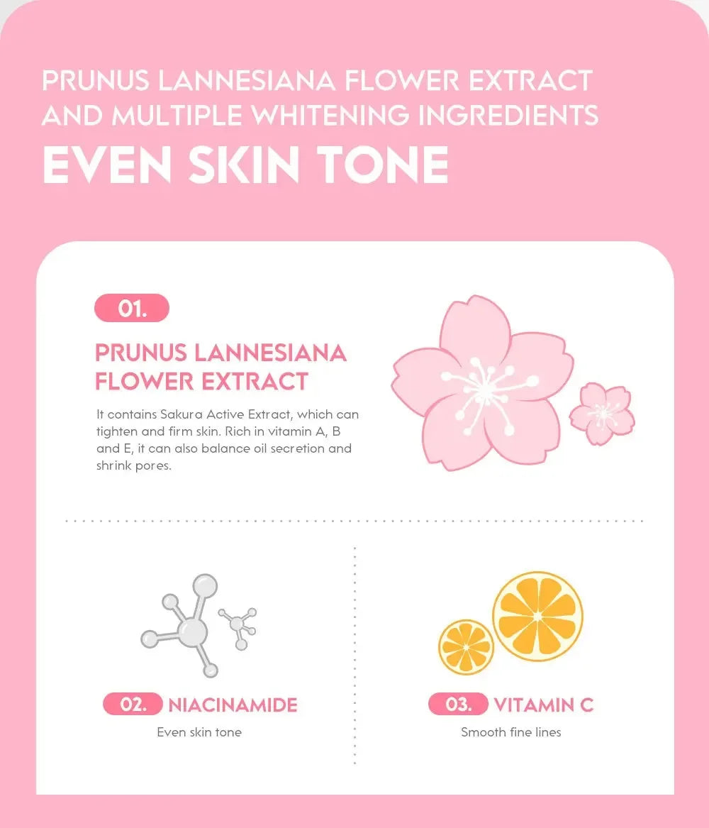 Sakura Whitening Face Serum Anti Aging Fade Fine Lines Tighten Pores Improve Melanin Pigment Dull Moisturizer Brighten Skin Care