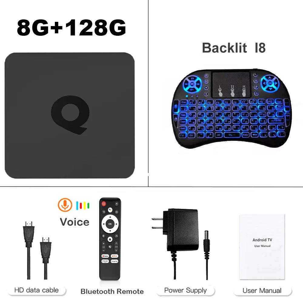 128GB Q1 Android 14 TV Box AllwinnerH313 Quad Core Global Version Smart Streaming Media Player 2.4G&5G Wifi BT 4K Set Top Box